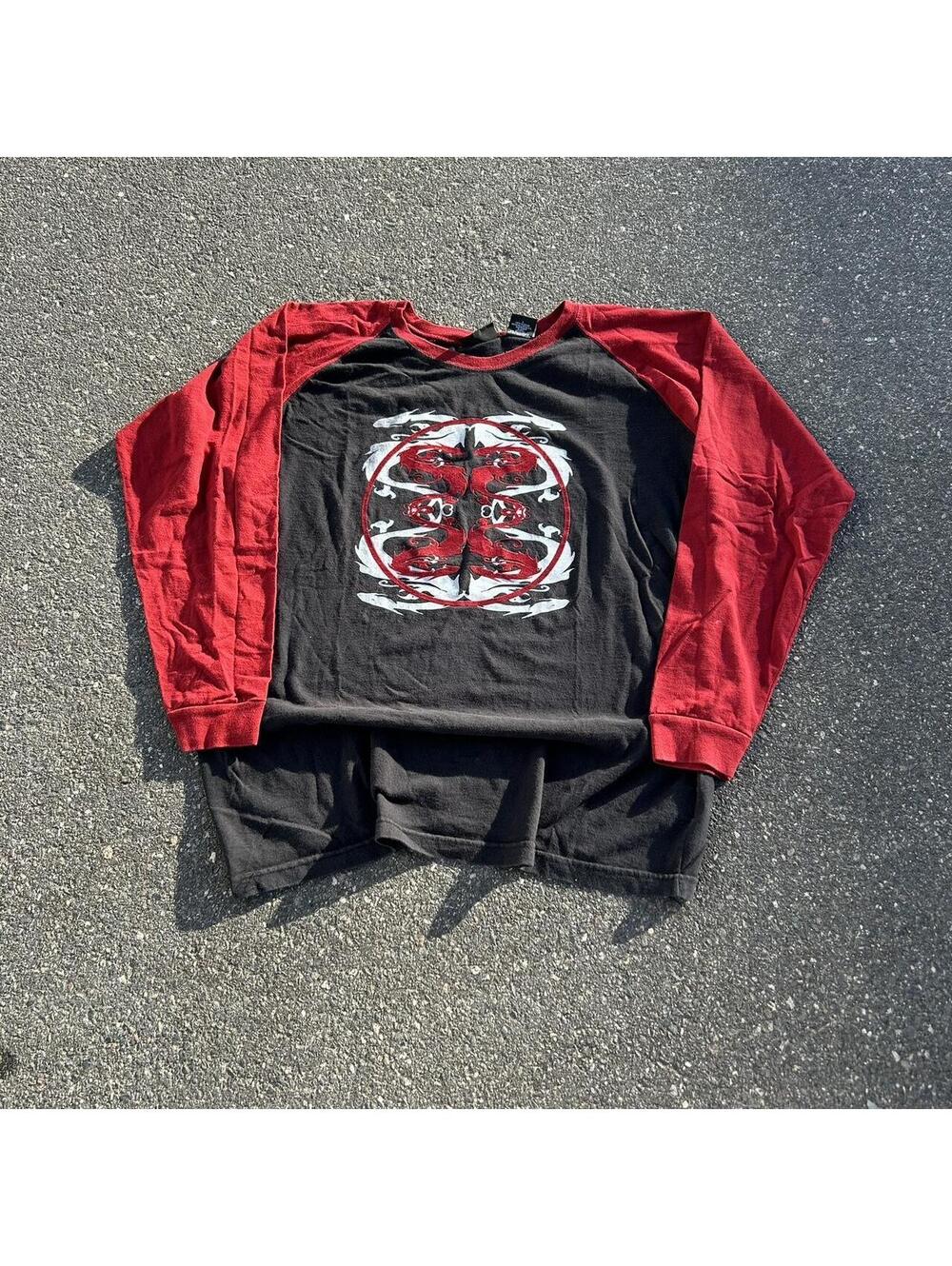 Black and red vintage long sleeve shirt clothing
